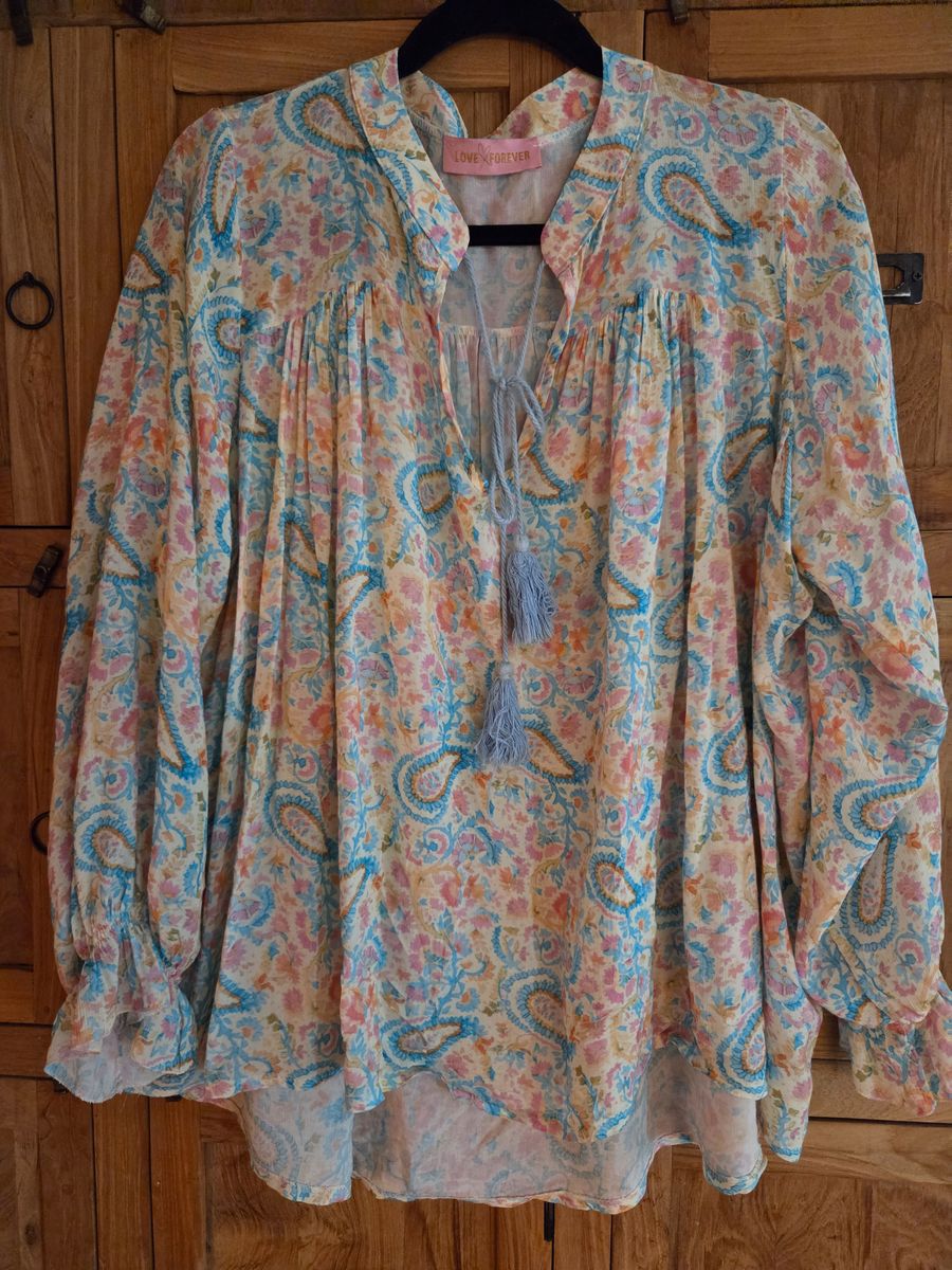 SUSANNE BLOUSE PAISLEY BLÅ